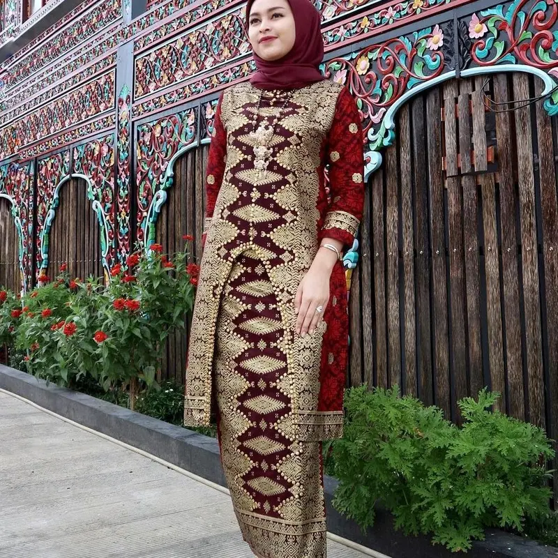 Setelan Diandra Tunik Rok Motif Songket Printing atasan baju Cewek Katun Panjang Tunik Wanita Batik Bawahan 0