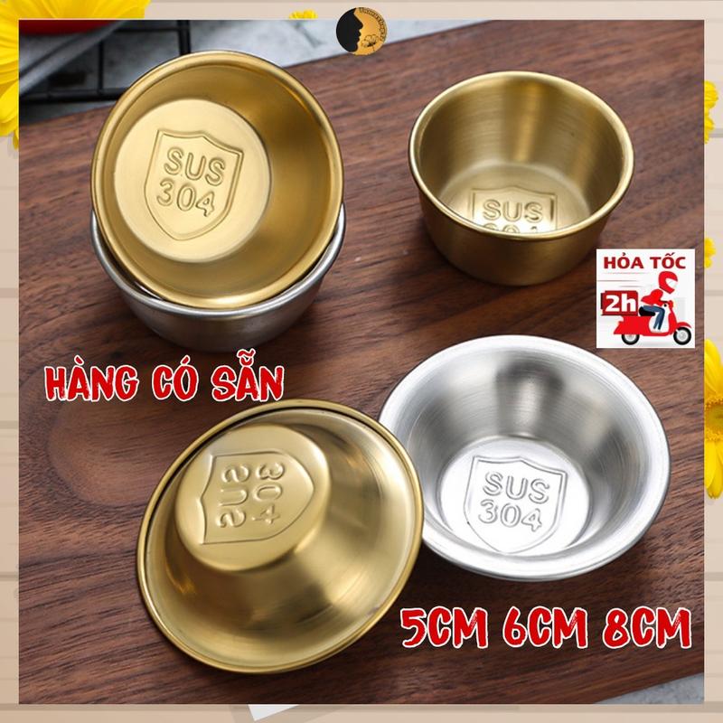 Chén nước chấm TINOX Bát inox nhỏ Cốc vàng đựng dụng cụ y tế spa nước sốt màu vàng bạc 5cm 6cm BI008 1