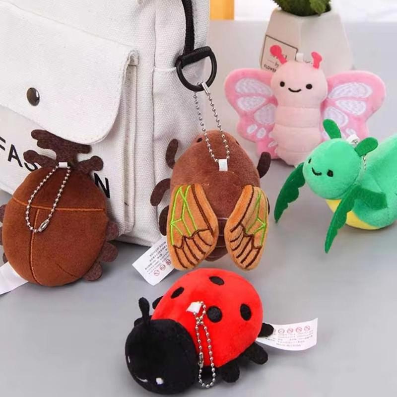 Diy Insect Keychains Creative Insect Series Animal Keychain Plush Doll Cartoon Key Pendant ...