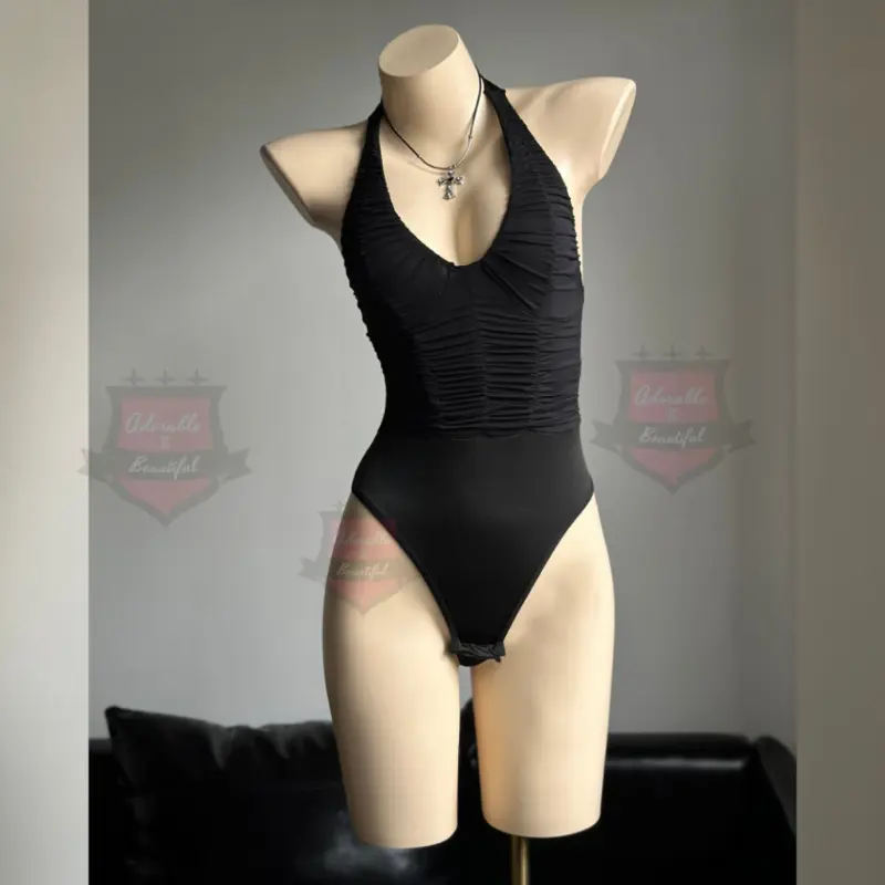 [Tổng Hợp] Bodysuit Đen Thun Tay Dài Lưới Cut Out Sexy Quyến Rũ, Áo Liền Thân Dây Ôm Body Hở Ngực [AdorablexBeautiful] 7