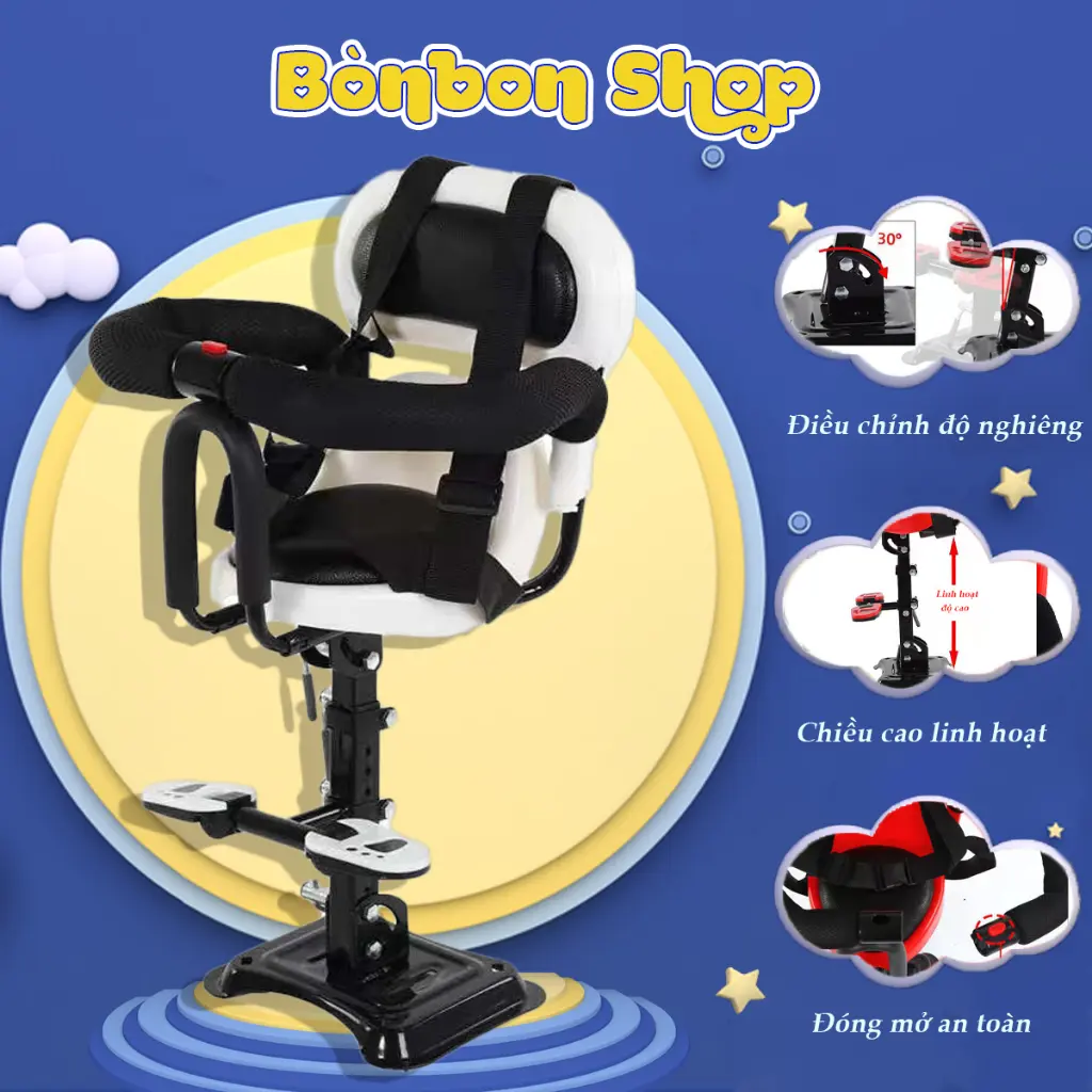 Ghế ngồi xe máy cho bé Bònbon_N1 - Ghế ngồi trước đi xe ga LEAD, VISION, SH, VESPA...Xe đạp điện, An toàn cho trẻ