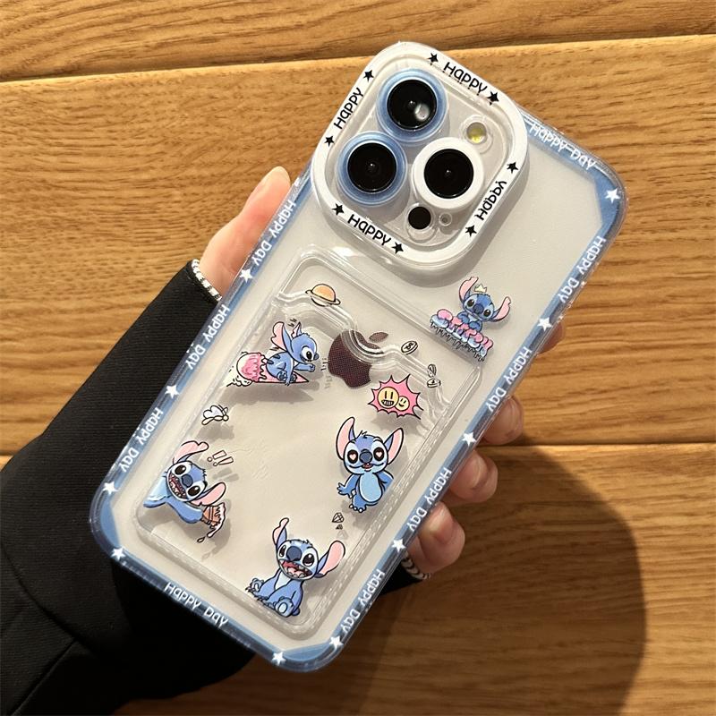 Product Introduction of Cartoon Lovely Stitch Winnie Toy Story Mobile Phone Case with Card Bag For iPhone 15 Pro Max 14 Pro Max 14 15 Plus 13 Pro Max Soft Phone Back Cover for iPhone 12 Pro Max 11 Pro Max XR XS Max 7 8 Plus Back Shell​​​​​​​ 13