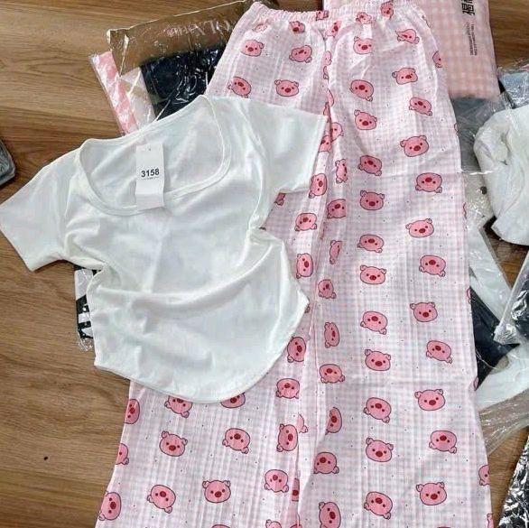 Tổng hợp các set bộ quần hoạt hình+ mix áo croptop trơn tăm lạnh - Thoải mái & thời trang 1