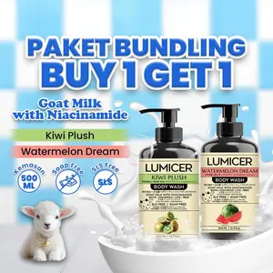 KIWI & WATERMELON LUMICER BODY WASH (BUY 1 GET 1) 2 X 500 ML -  SABUN MENCERAHKAN MELEMBAPKAN ATASI BAU BADAN, NON SLS GOAT MILK & NIACINAMIDE