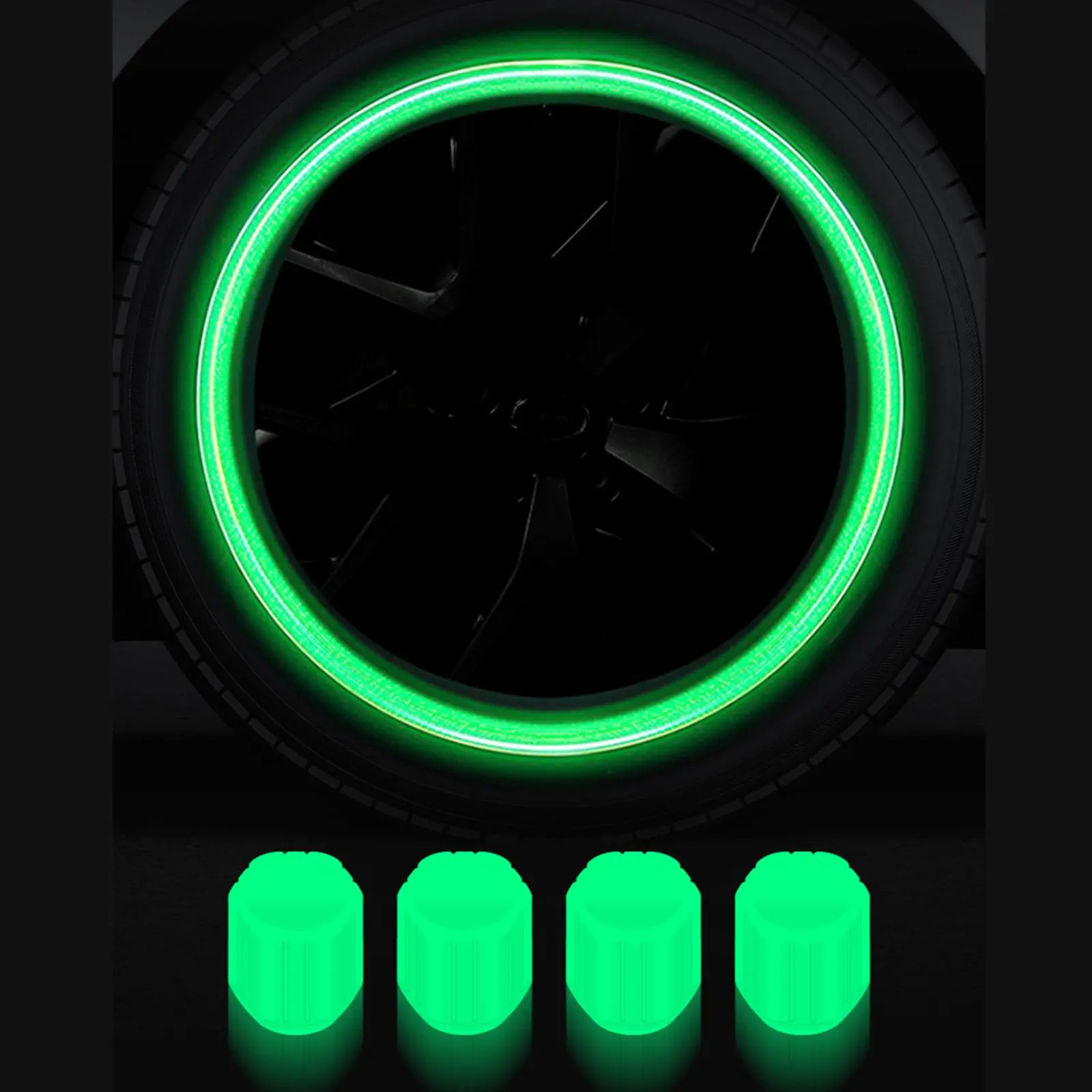 1/2/4pcs Tire Luminous Valve Tire Valve Cap Wheel Nozzle Night Decor Glowing Fluorescent Tyre Z1D4