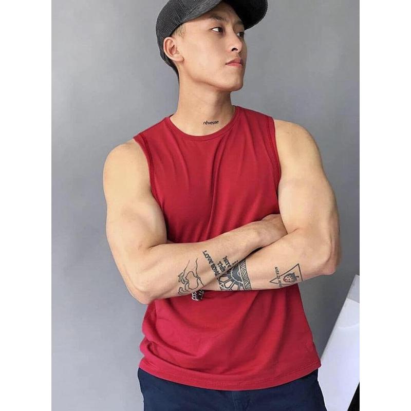  Áo thun ba lỗ nam tanktop chuẩn gym mặc nhà dạo phố - Áo thun trơn nhiều màu - Thun cotton thoáng mát 