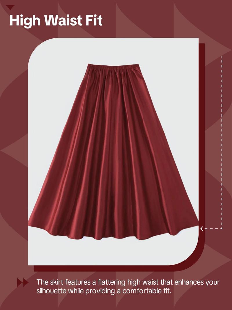 Product Introduction of Women's Solid Color High Waist Skirt, Elegant Fashion Long Skirt for Party Club Dating Wear, Ladies Bottoms for All Seasons 3