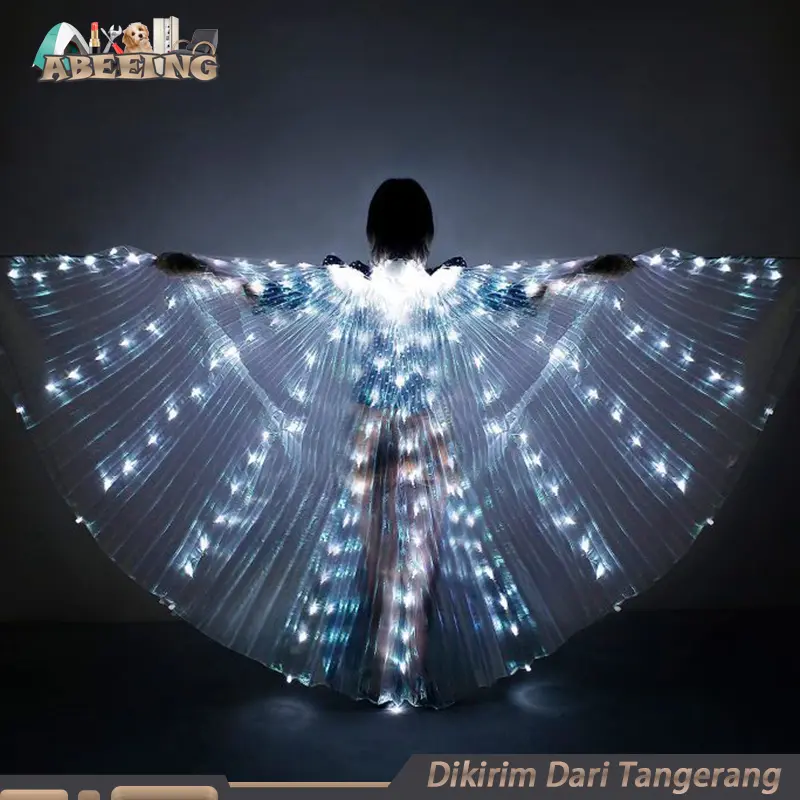Sayap Malaikat Putih Led Kostum Sayap Anak Aldult Sayap Kerub Belly Dance Kostum Sayap Malaikat Alat Tari Sayap Malaikat