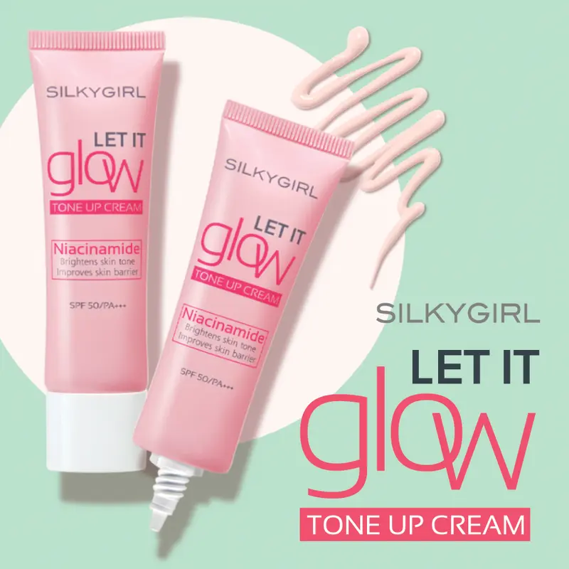 Kem Lót Chống Nắng Nâng Tông Silkygirl Let It Grow Tone Up Cream 25ML Nữ Mỹ Phẩm Dưỡng Da Bền Màu Che Mờ Lỗ Chân Lông Glowly Kem Lười Cosmetic 2