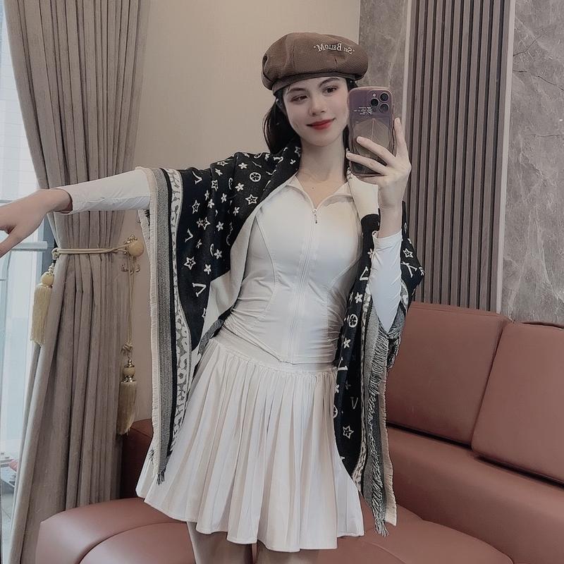 KH18 khăn choàng hoạ tiết ngôi sao cao cấp 130 * 130 Quàng Cổ Choàng Cổ Hoa