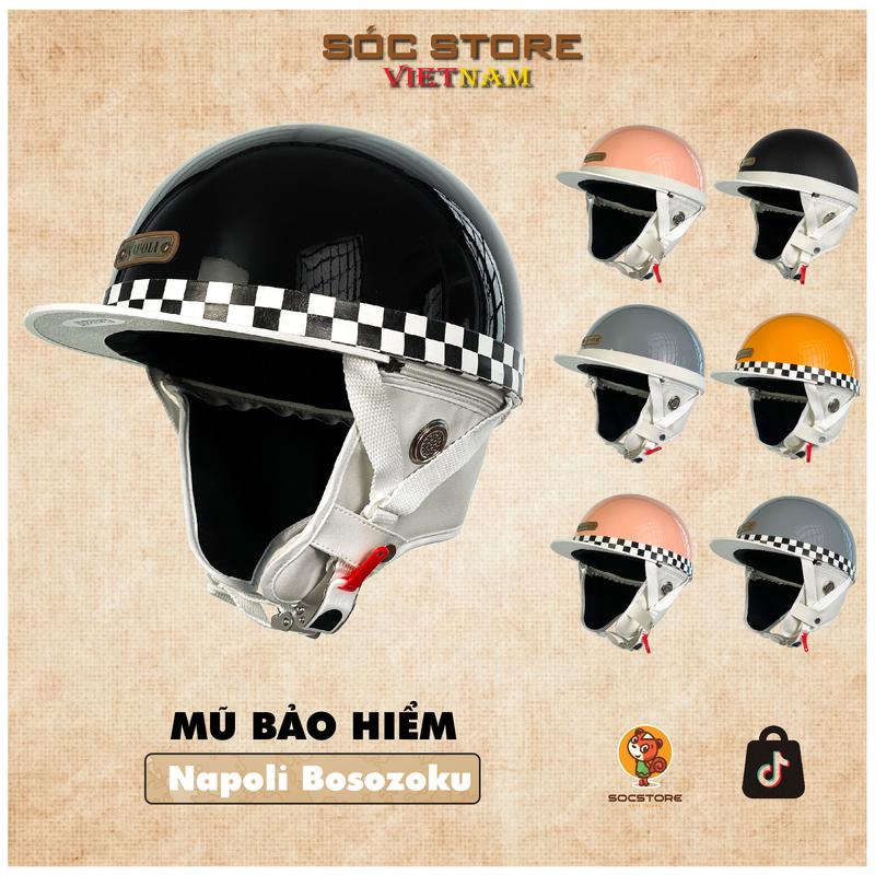 Mũ bảo hiểm nửa đầu Napoli Bosozoku Japan Style nón bảo hiểm Napoli Lưỡi Trai Sóc Store Vietnam