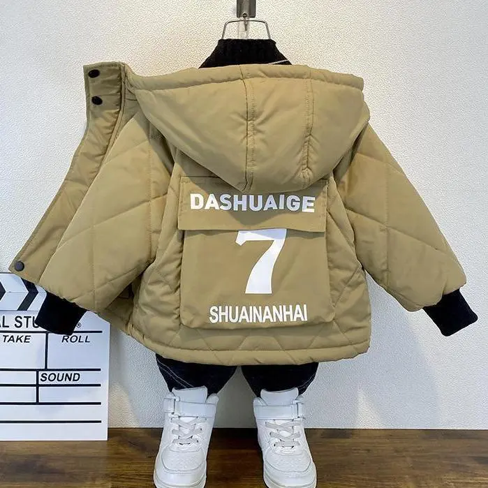 Áo Hoodie Lông Cừu, Cho Bé Trai, Áo Parka Dày, Phong Cách Phương Tây Mới, Thiết Kế Xếp Ly, Áo Khoác Đệm Bông, Đẹp Trai, Thích Hợp Cho Trẻ Em, Thời Trang, Áo Thường Ngày Fggs