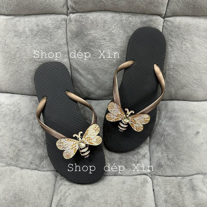 ẢNH THẬT Dép kẹp xỏ ngón tông lào nữ đính Charm ONG dễ thương đáng yêu thời trang nữ nhiều màu DéP Nhung Cao Su Shoes