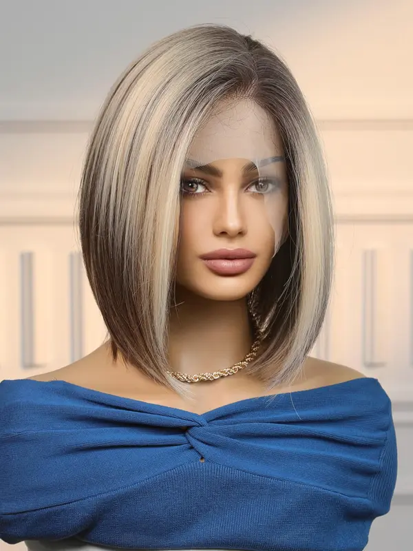 10 Inch Short Straight Wigs for Women Short Hair, Gorgeous Fluffy Wigs without Bangs, Synthetic Wigs for Party, Daily Use 5