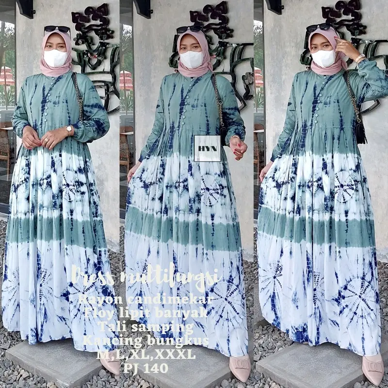 GAMIS SYARI TWILL RAYON CANDIMEKAR Bunga Dress Muslim  Motif  Cantik Kancing Kain Karet 2