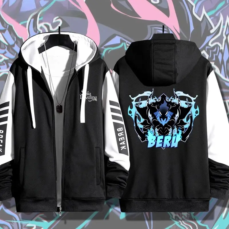Anime Solo Leveling Sung Jin Woo Cosplay Costumes Unisex 3D Hoodie Sweatshirt Zipper Hooded Jacket Outerwear