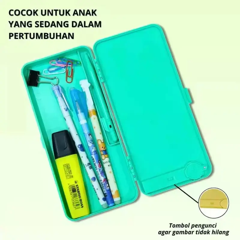 Kotak Pensil dengan Papan Tulis Digital Interaktif / Drawing Box Kotak Pensil Multifungsi 2 in 1, dapat dicoret dan hapus 4