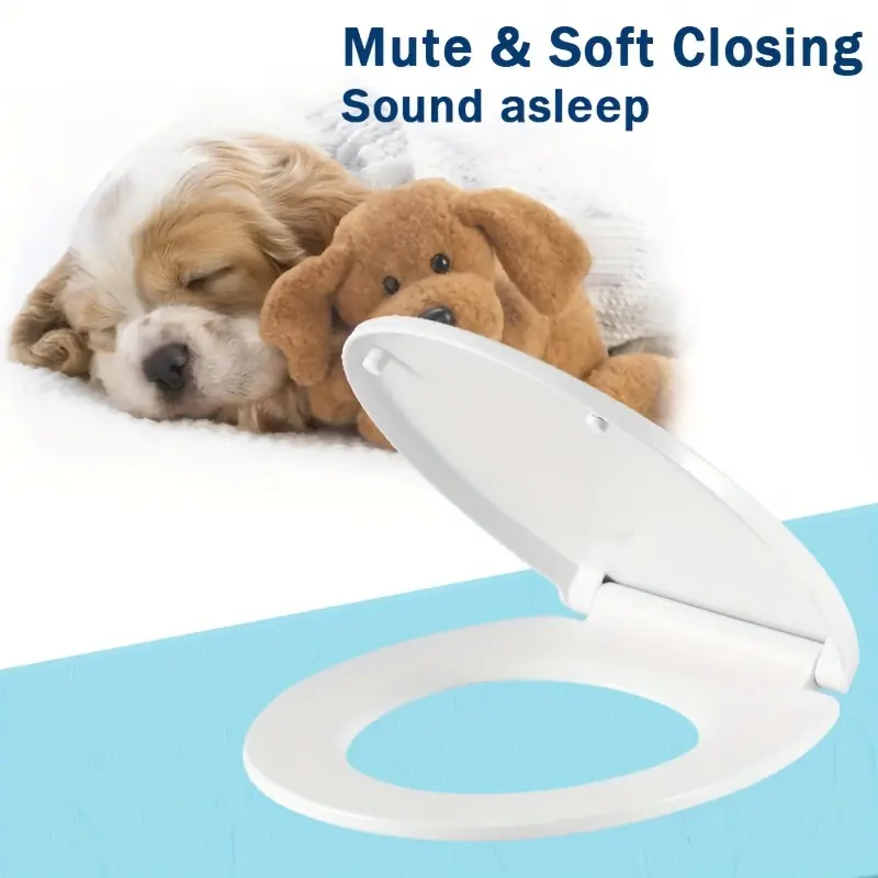 [Quiet Toilet Seat] 1pc Soft & Ergonomic Quiet Close Toilet Seat Cover, Thickened PP Plastic Bowl Lid | Easy Clean, Non-Textile, No Electricity Needed for Bathroom Comfort 3