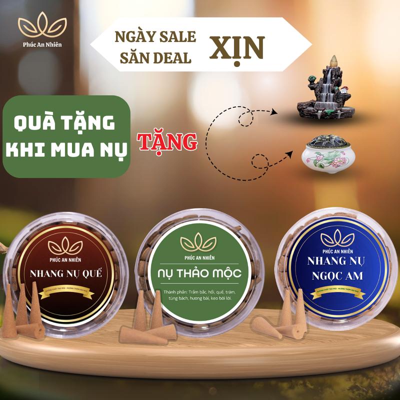 [ Combo 2 Hộp ] Nhang Nụ Xông Nhà , Hương thơm tự nhiên - Nụ Quế, Nụ Thảo Mộc, Nụ Ngọc Am - Phúc An Nhiên Dầu Thơm Phòng Dầu Thơm