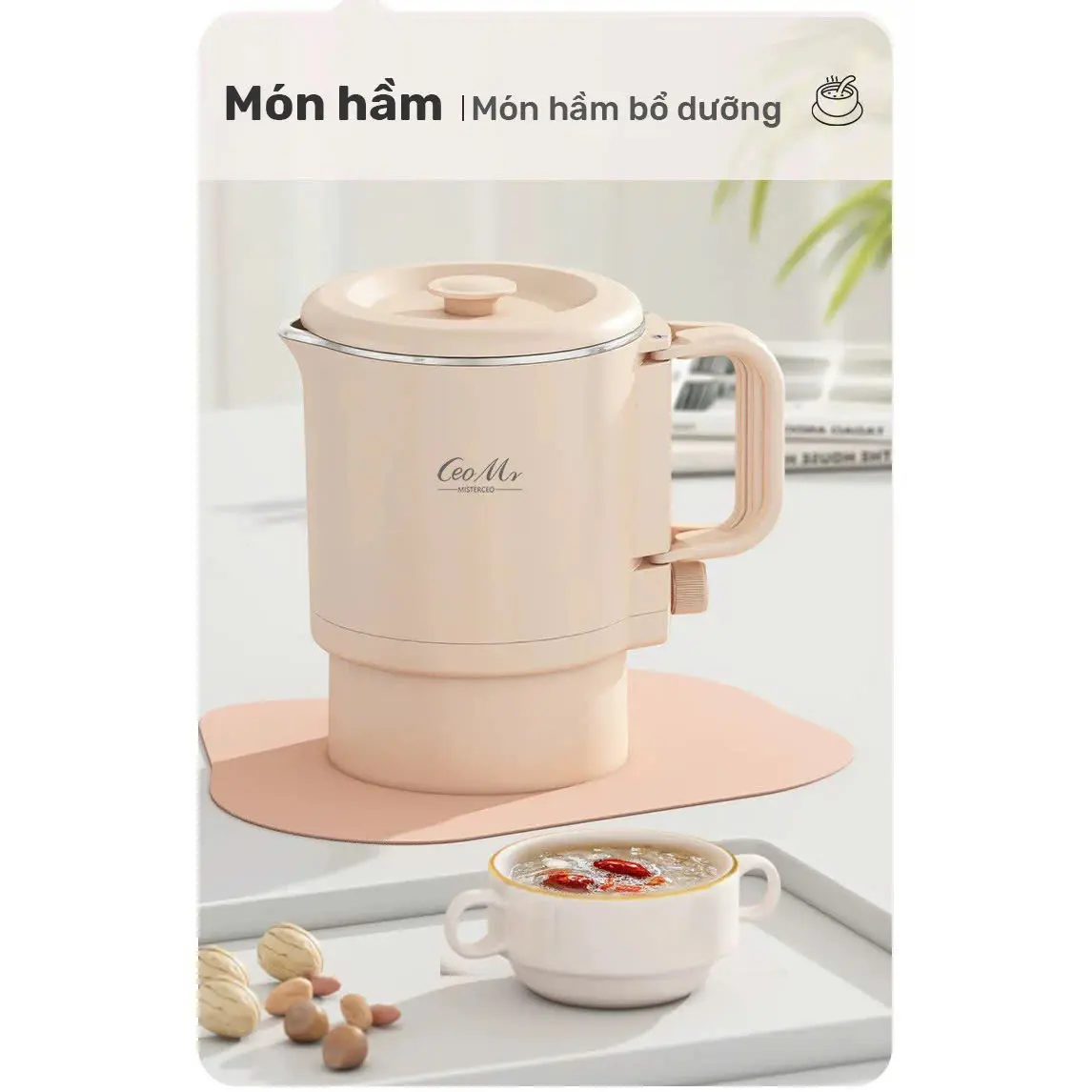 Ấm siêu tốc gấp gọn - có thể nấu mì, hầm xương máy đun nước  cầm tay á mieu