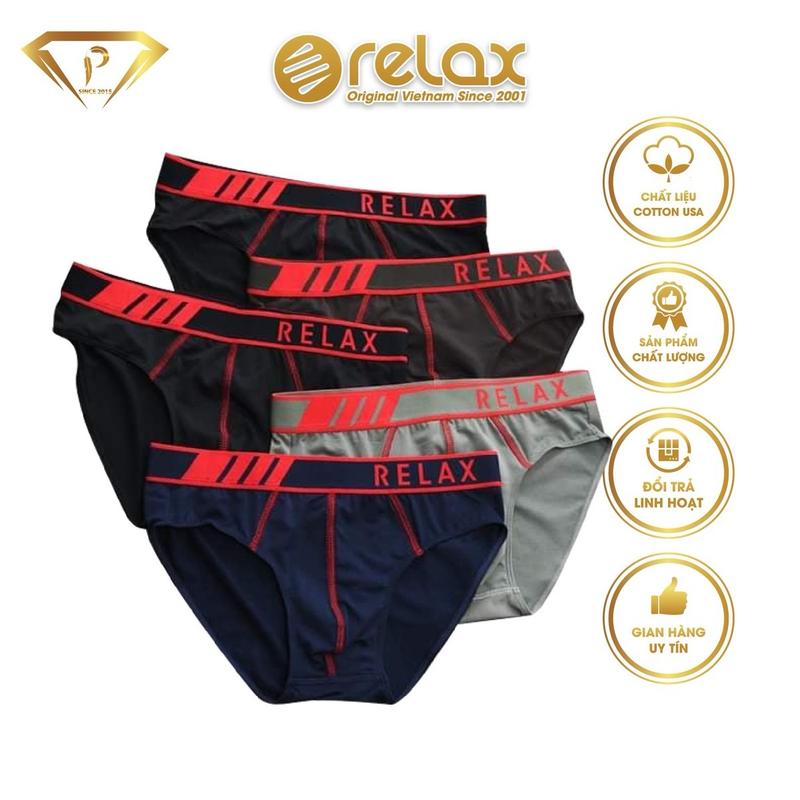 Quần lót Relax thun mát thun lạnh bảng lưng vừa RLTK016 Nam Cotton Sịp Menswear Đen Boxer Quần Boxer