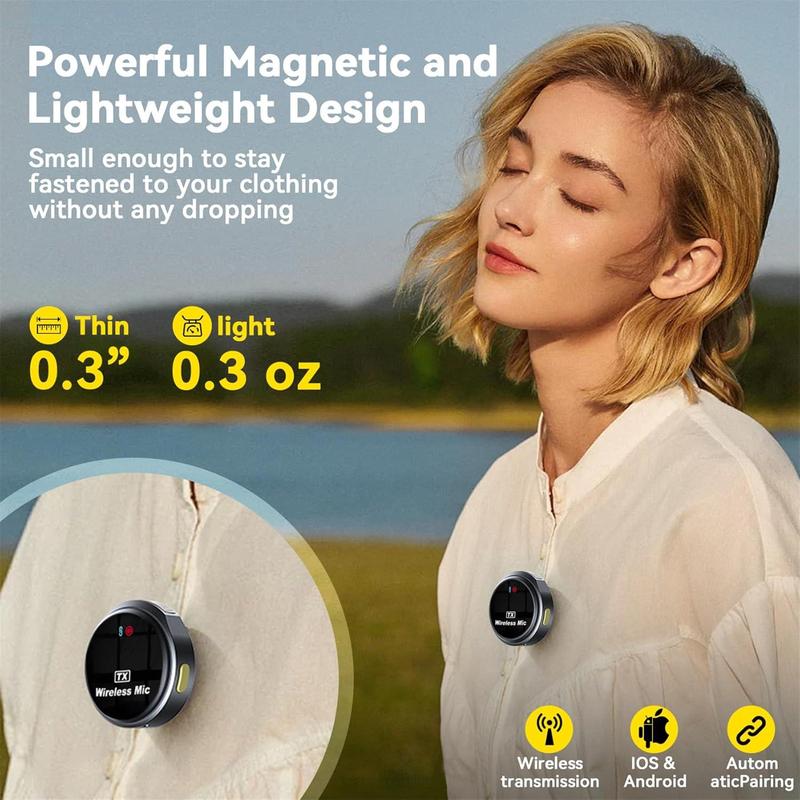 Product Introduction of Wireless Lavalier Microphone, USB Rechargeable Wireless Microphone, Mini Microphone for Video Recording, Live Streaming Vlogging, YouTube, Audio 7
