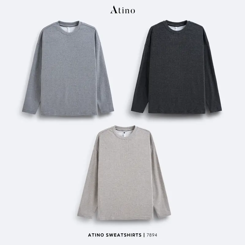 Combo 2 Áo Nỉ Giữ Nhiệt Nam Cổ Tròn 3 Màu ATINO L.3.7894 VN Menswear Dài Tay Tre Bi 0