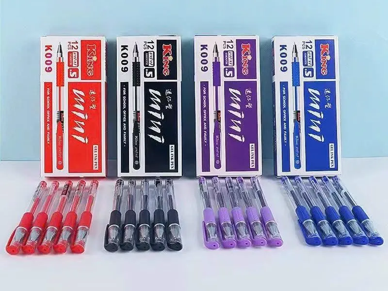 12 BÚT GEL KING K009 TAY ĐỆM ÊM (Đỏ/ Đen/ Tím/ Xanh) bút không tắc mực 0
