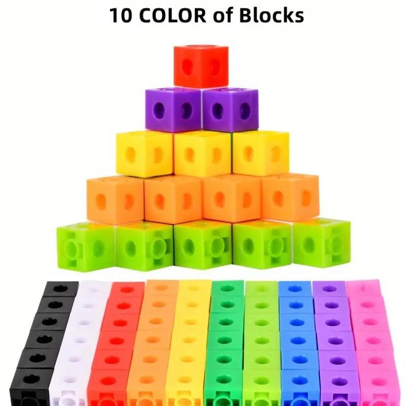 Colorful Building Blocks Toy, 10pcs/box DIY Puzzle Blocks Toy with 30 Cards, Logical Thinking Fine Motor Training Toy, Educational Toy for Kids 3