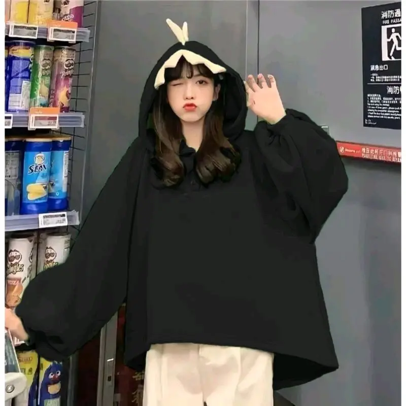 XXL DINOS SWEATER WANITA CEREWEK PALING LUCU OPERSIZE HOODIE