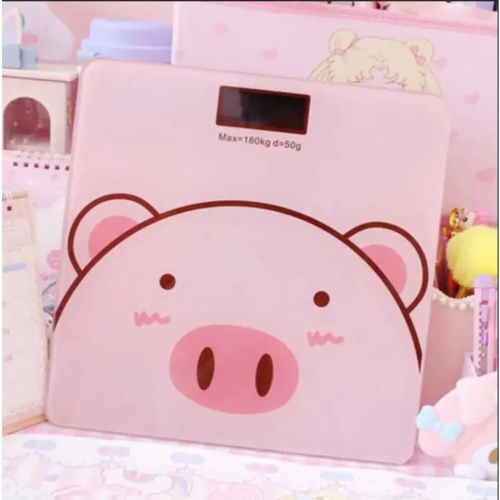 💖Giảm thêm 30%💖Cân điện tử sức khỏe thông minh hình lợn hồng cute, cân tiểu ly mini nhà bếp dùng pin 5