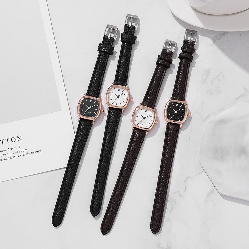 Đồng hồ nữ thời trang hình vuông mặt nhỏ dây da mềm ôm tay phong cách Hàn Quốc