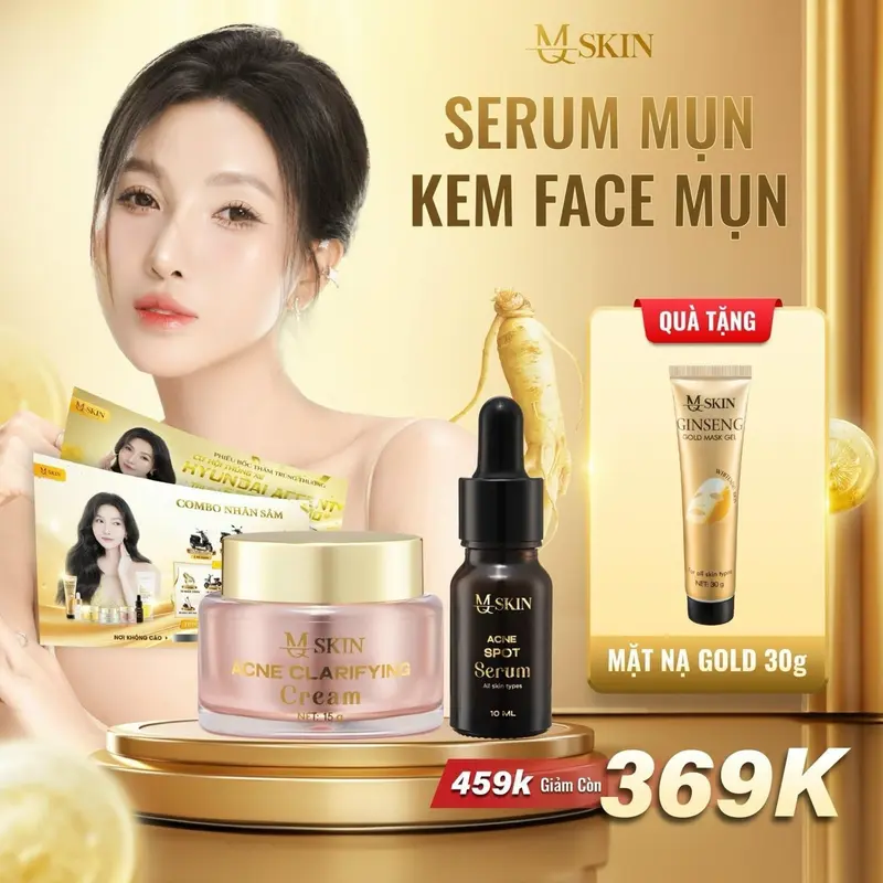 Tặng Thẻ + Nạ Gold Combo Mụn Cốt Sâm - Kem Mụn Nhân Sâm - Serum Chấm Mụn Nhân Sâm - MQ Skin Chăm Sóc Da Skincare Làm Đẹp Da 0