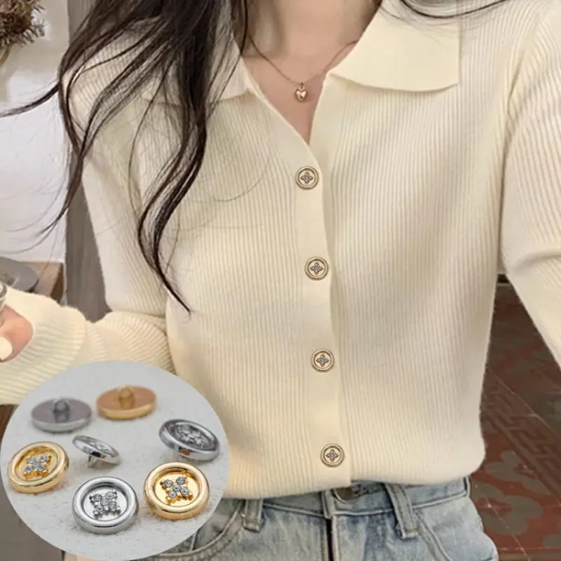 Round Decorative Button, 10pcs/set Fashionable DIY Sewing Button, DIY Clothing Accessories for Coat, Windbreaker, Sweater, Casual Suit, Dress, Openwork