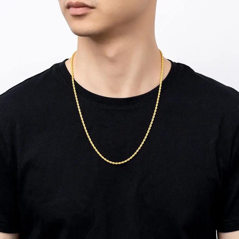 Vòng Cổ Nam, Cá Nhân Hóa, Dây Chuyền Xoắn 3MM, Dây Chuyền Xu Hướng Hip-Hop, Vòng Cổ, Dây Chuyền Dây Xoắn Chain Voi 2