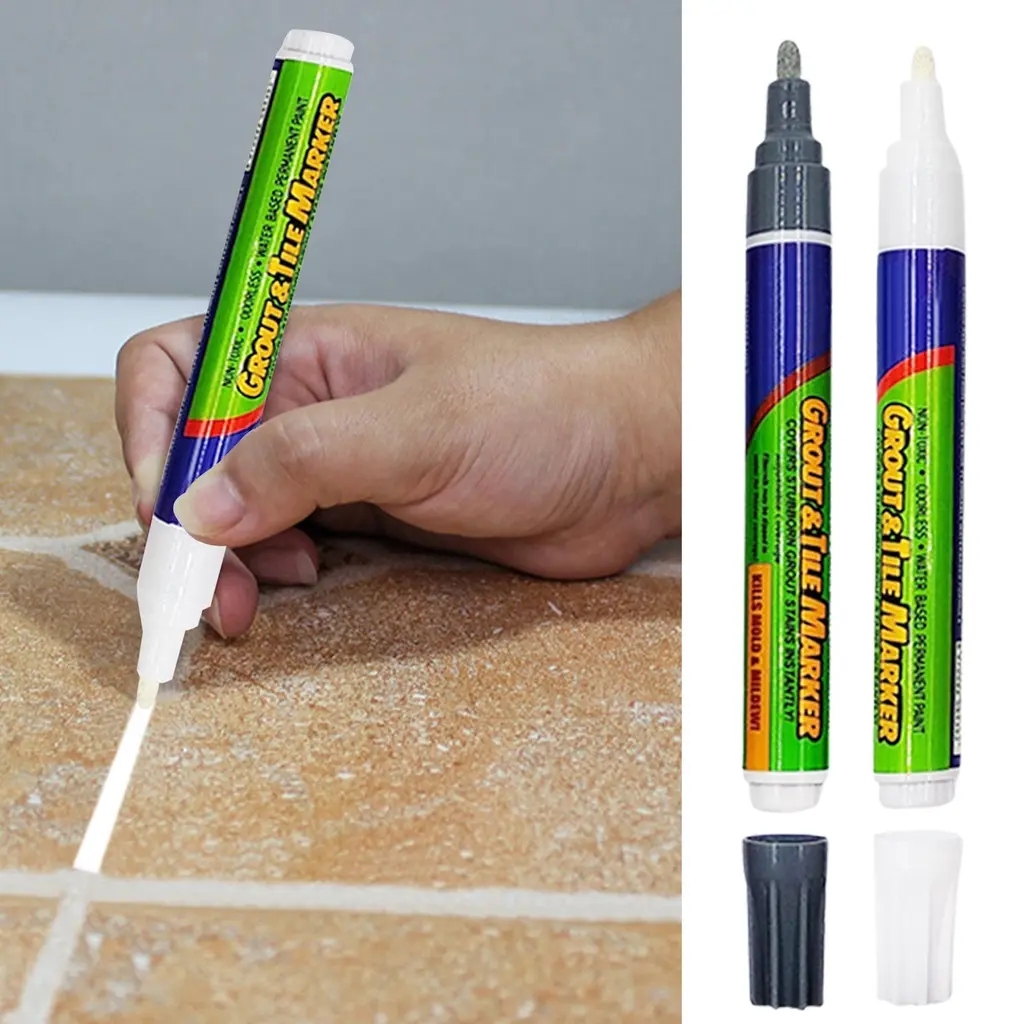 Tile Gap Filler Waterproof Grout Sealer Tile Pen with Replacement Nib Tip Not Easy to Fade Strong Coverage, Grout Restorer Pen