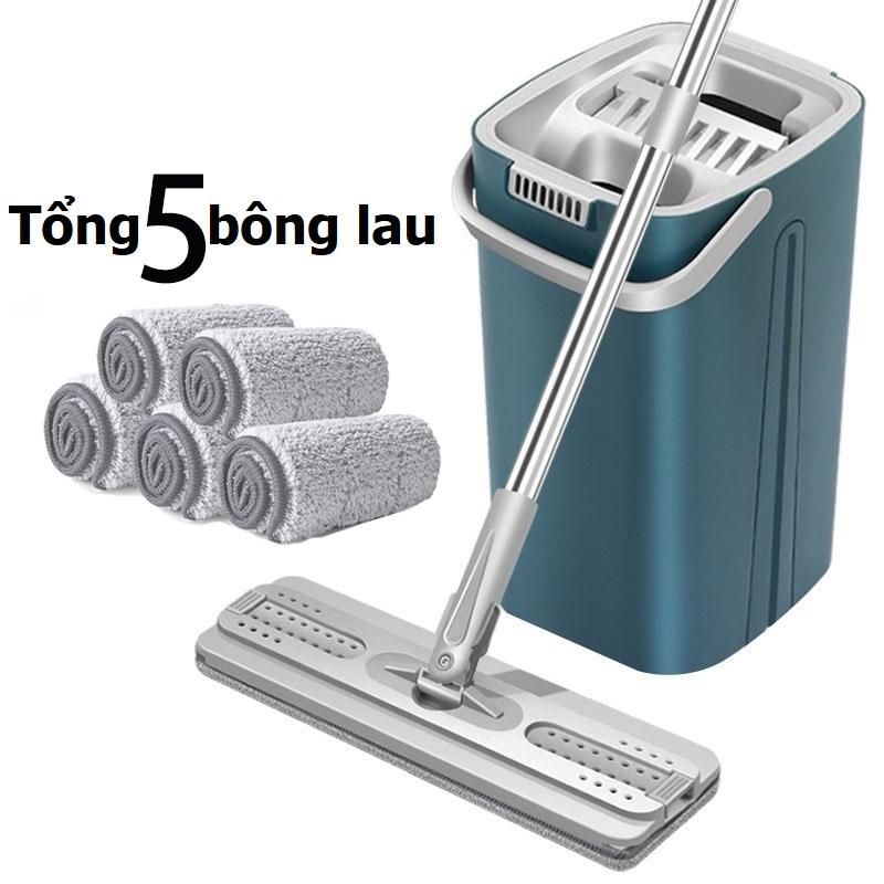 Bộ Cây Lau Nhà Tự Vắt Thông Minh kèm 5  bông lau KOME KUMALL Chổi Lau Nhà Tự Vắt Thông Minh Bộ Lau Nhà 360 Độ Cao Cấp Tiện Lợi