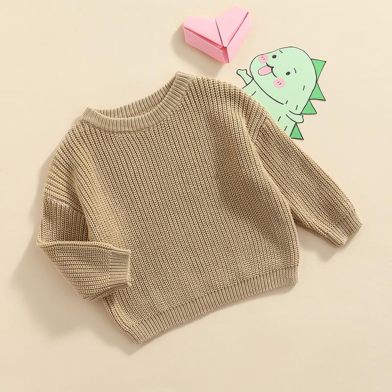 Toddler Baby Round Neck Sweaters, Winter Warm Long Sleeve Candy Color Knit Pullovers 6