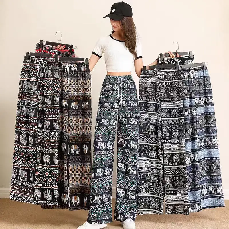 Quần Dài Vải Lanh Thiết Kế Hình Con Voi, Vải Nhẹ, Thoải Mái Khi Mặc, Không Có Quần, Quần Dài, Quần Đùi Đi Biển, Thích Hợp Cho Mùa Hè, Mỏng 0