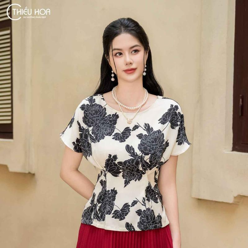 Áo Lụa Tô Châu Nữ Trung Niên Thiết Kế Sang Trọng Quý Phái tặng mẹ thương hiệu Thiều Hoa AN4L0535 Women Top