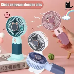 Kipas Angin Genggam Cute Portable USB Cas Karakter Mini Fan Desain Praktis Baterai Tahan Lama