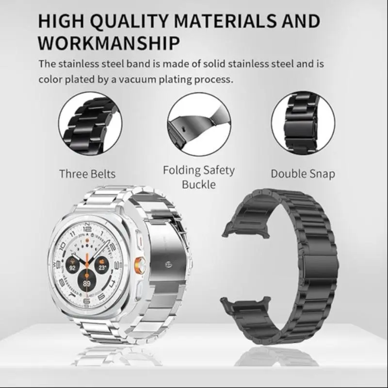 Stainless Steel Watch Band (Band Only), 1 Count Fashionable Watch Band for Samsung Galaxy Watch 7 Ultra 47mm, Durable & Adjustable Watch Accessories 5