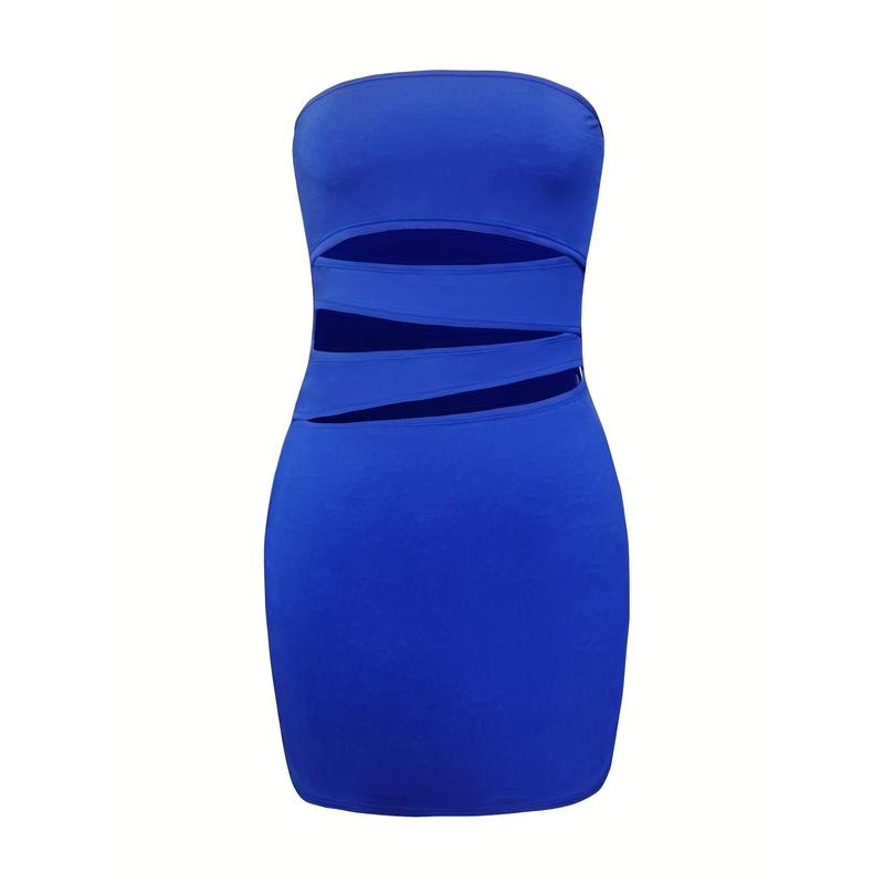 Sexy Solid Hollowed Out Contrast Strapless One Step Skirt Dresses Sexy Solid Hollowed Out Contrast Strapless One Step Skirt Dresses