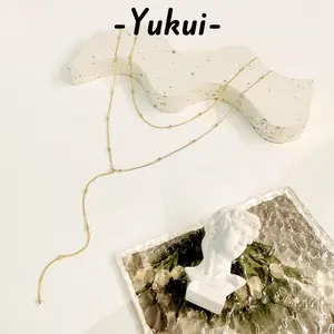 [Yukui]Kalung Fransiskus Emas dengan Manik Lubang Kosong untuk Wanita dan Siswi B350