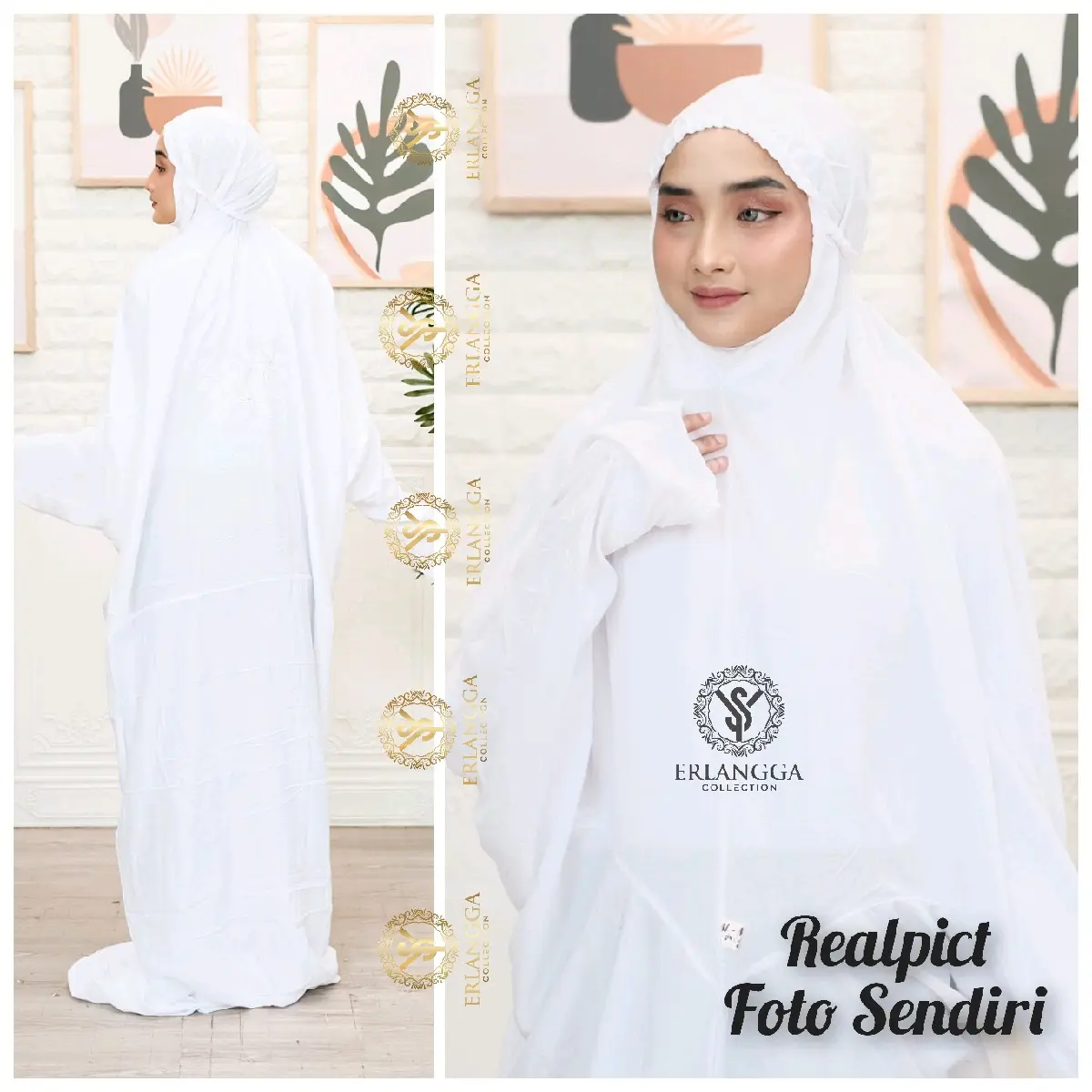 Mukena Terusan Katun Simple Lajuran Dewasa