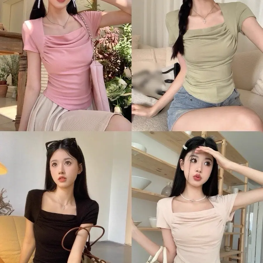 Áo thun tăm lạnh xếp li co dãn <58kg vừa xinh, đủ màu đẹp mê li