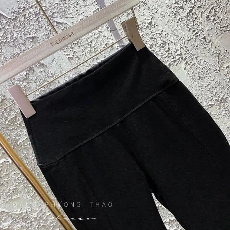 Quần legging nữ cạp cao bản to gen bụng chất vải Umi dày dặn mềm co giãn nâng mông - Quần Legging dài lưng cao cmông Women Nhung 7
