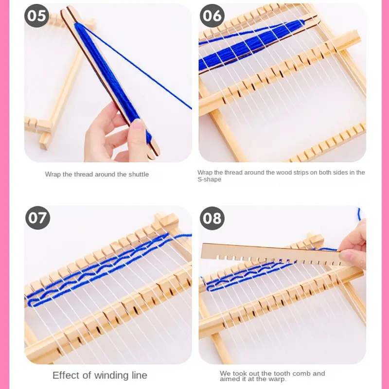 Máy Dệt Tự Làm Sáng Tạo Cho Trẻ Em, Bộ Khung Dệt Mini Sợi Thủ Công, Máy Dệt Kim, Bộ Thảm Dệt 3