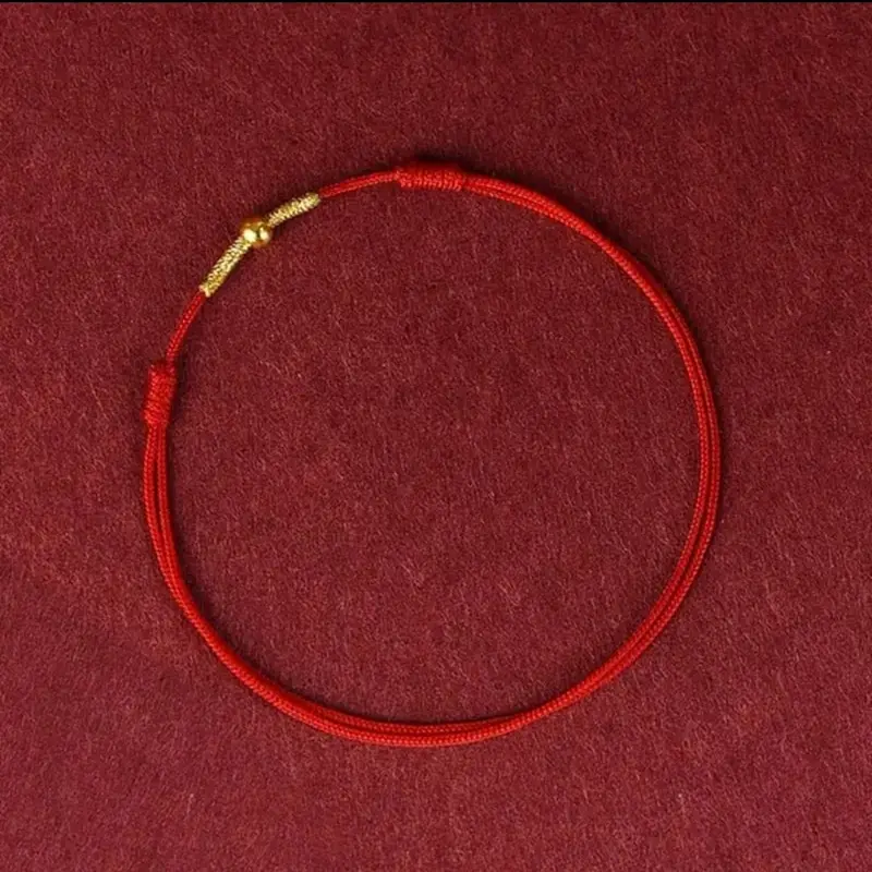 Gelang  Keberuntungan Tali Merah  Titanium Beads Gold Manik 2