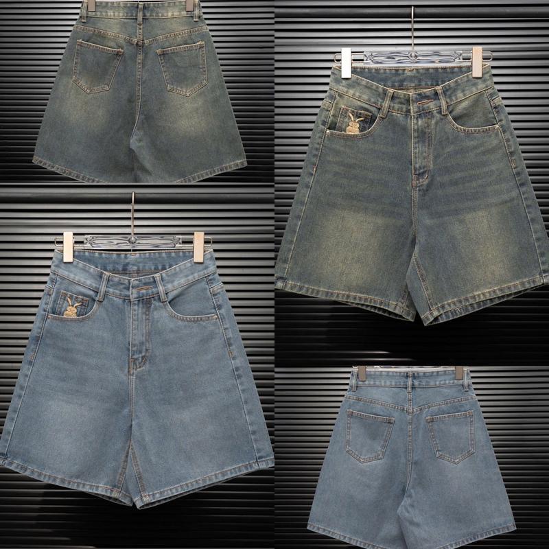 Quần Jeans Ngố Nữ Thêu Hình Thỏ Không Rách Lai Cuốn Dễ Thương